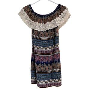 Hollister Womens Blouse Top XS Off Shoulder Sleeveless Crocheted Lace Boho Beach